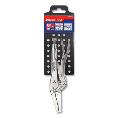 Workpro Locking Pliers, Tapered Long Nose, Straight Jaw, 6.5" L, Chrome-Vanadium Steel, Quick-Lock/Release W031065WE
